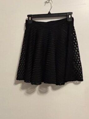 Silhouette NYC Sheer Striped Lined A-line Black Skirt